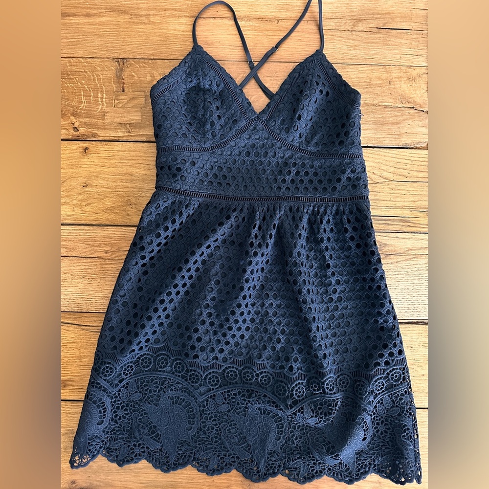 Abercrombie and Fitch Blue Crochet Dress